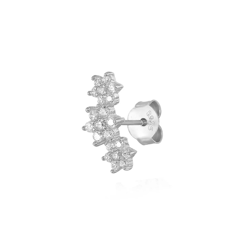 Pendientes Triple Flor Plata - (Plata de Ley 925)