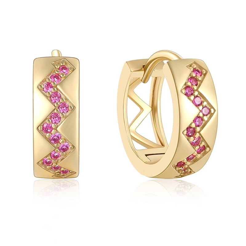 Aro zigzag Rosa - (Plata de Ley 925)