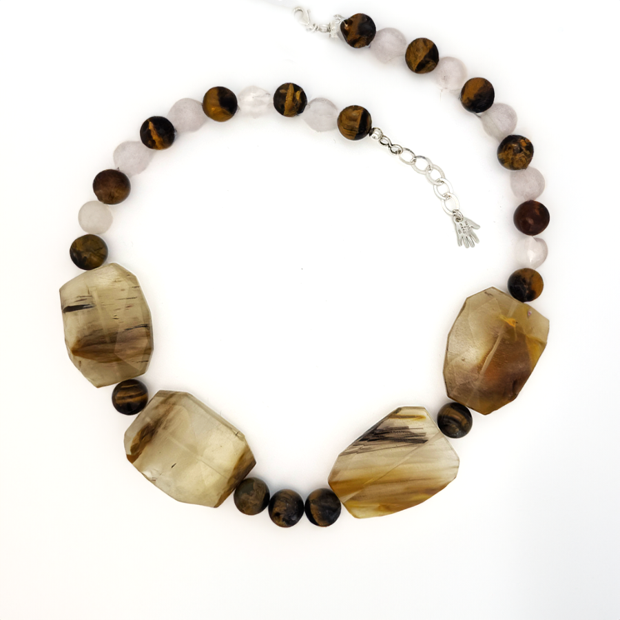 Collar Cuarzo Beige - (Petra: Plata de Ley 925 y Piedras)