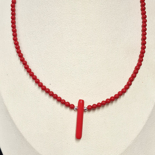 Collar Tarifa Rojo - (Petra: Plata de Ley 925 y Piedras)