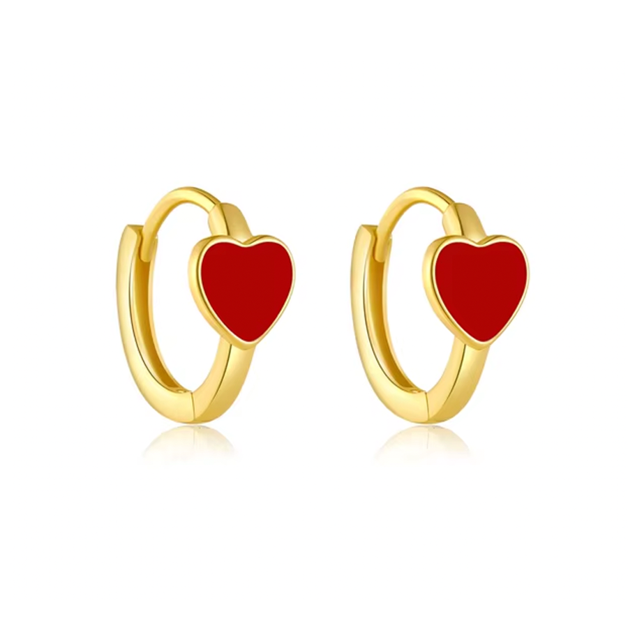 Aros Love Rojos - (Plata de Ley 925)