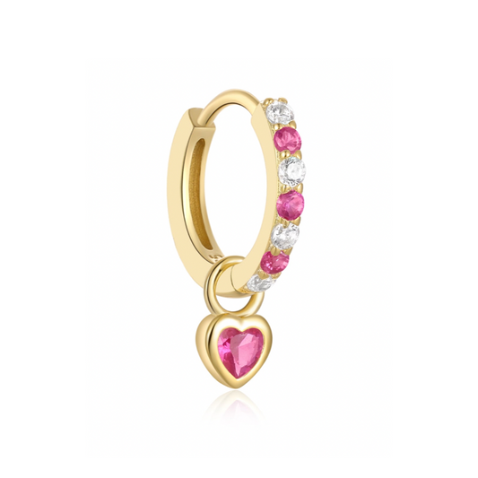 Aros Heart Fucsia - (Plata de Ley 925)