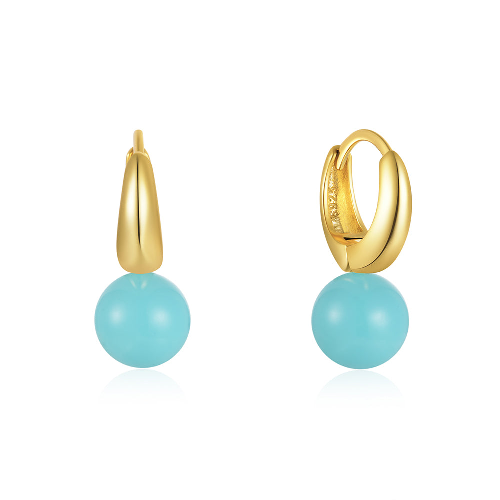 Aros Bola Celeste - (Plata de Ley 925)