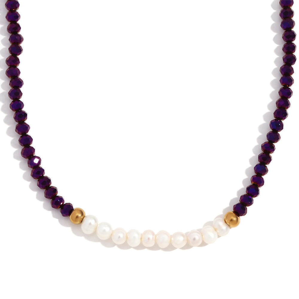 Collar Color Perlas-Morado - (Acero Quirúrgico Waterproof)