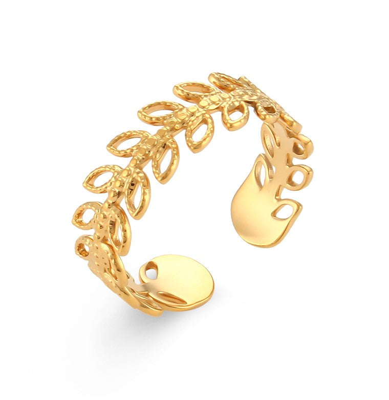 Anillo Laurel - (Acero Quirúrgico Waterproof)