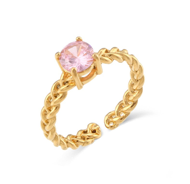 Anillo Cintia rosa - (Acero Quirúrgico Waterproof)