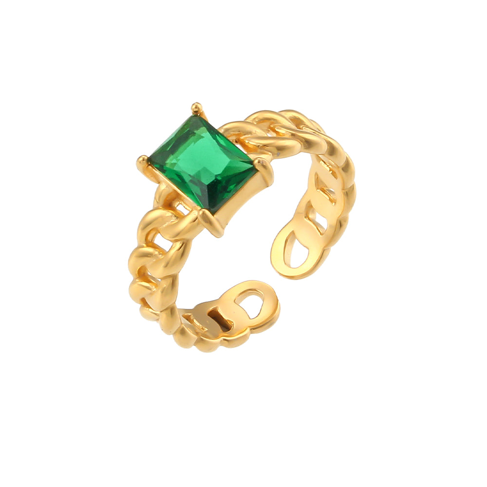 Anillo Cloe verde - (Acero Quirúrgico Waterproof)