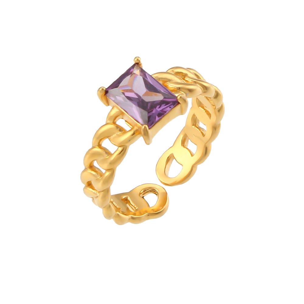 Anillo Cloe Violeta - (Acero Quirúrgico Waterproof)