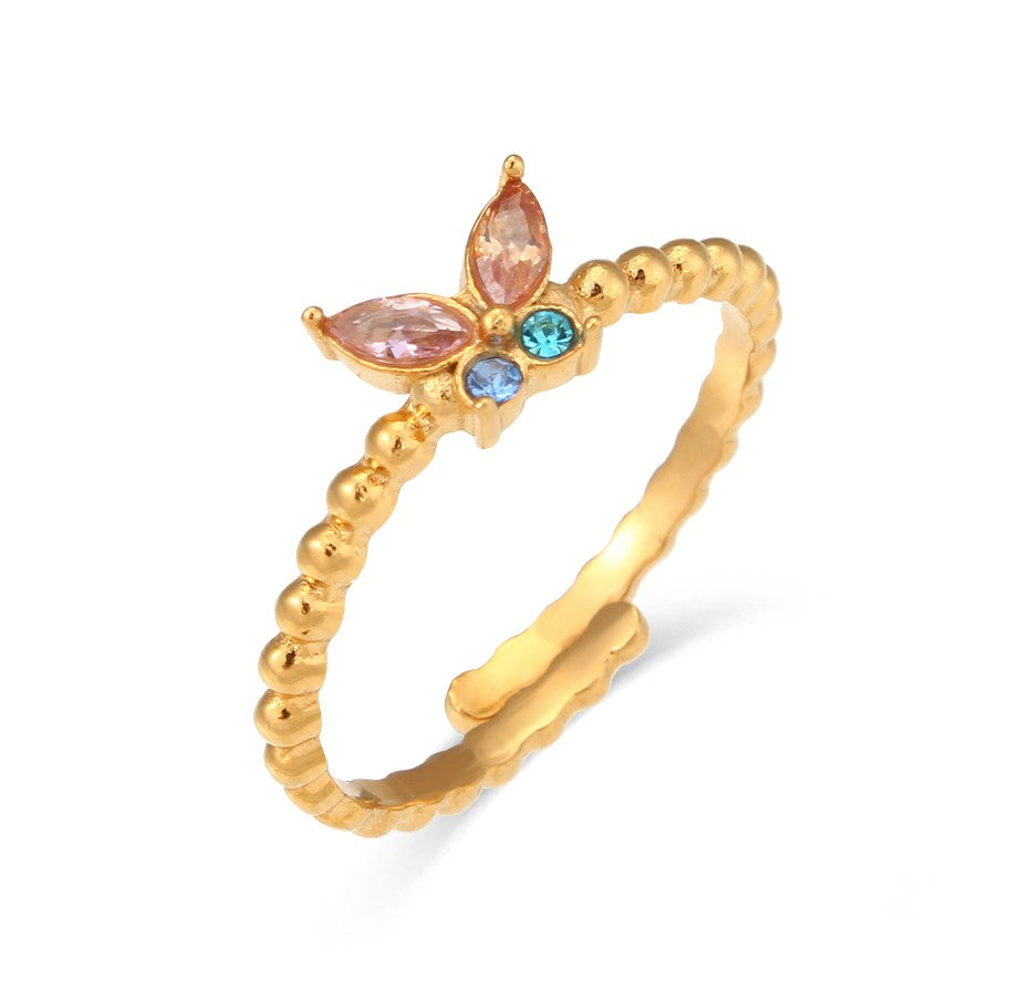 Anillo Mariposa colores - (Acero Quirúrgico Waterproof)