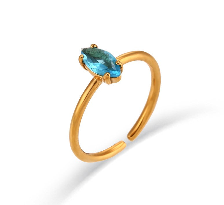 Anillo Gabriela Azul - (Acero Quirúrgico Waterproof)
