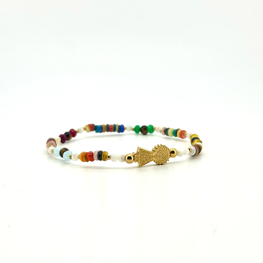 Pulsera Virgen Del Pilar Colores - (Petra: Acero Quirúrgico Waterproof y Piedras)