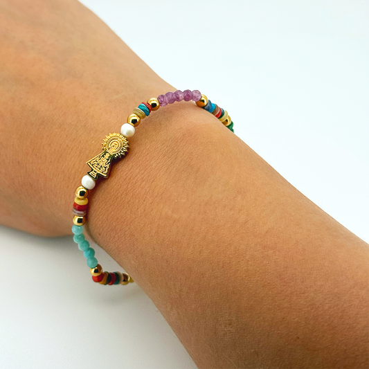 Pulsera Virgen Del Pilar colores - (Petra: Acero Quirúrgico Waterproof y Piedras)