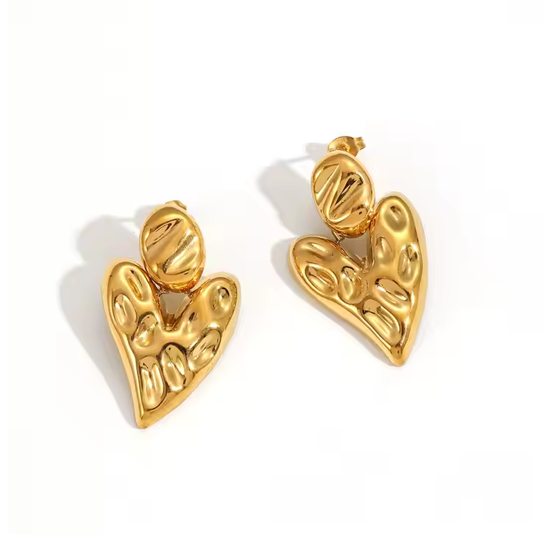 Pendientes Corazón Oro - (Acero Quirúrgico Waterproof)