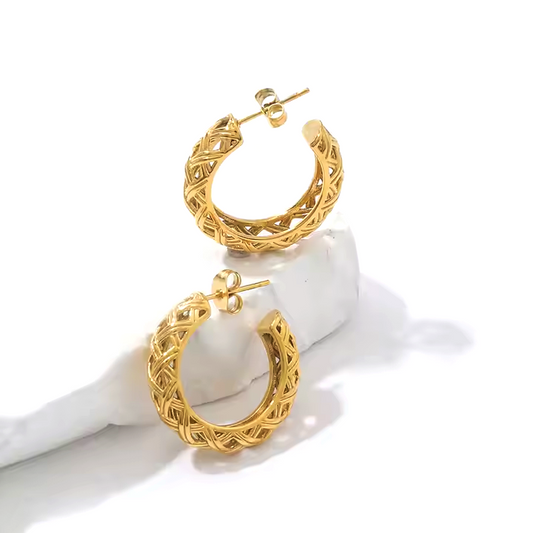 Aro Trenzado Oro - (Acero Quirúrgico Waterproof)