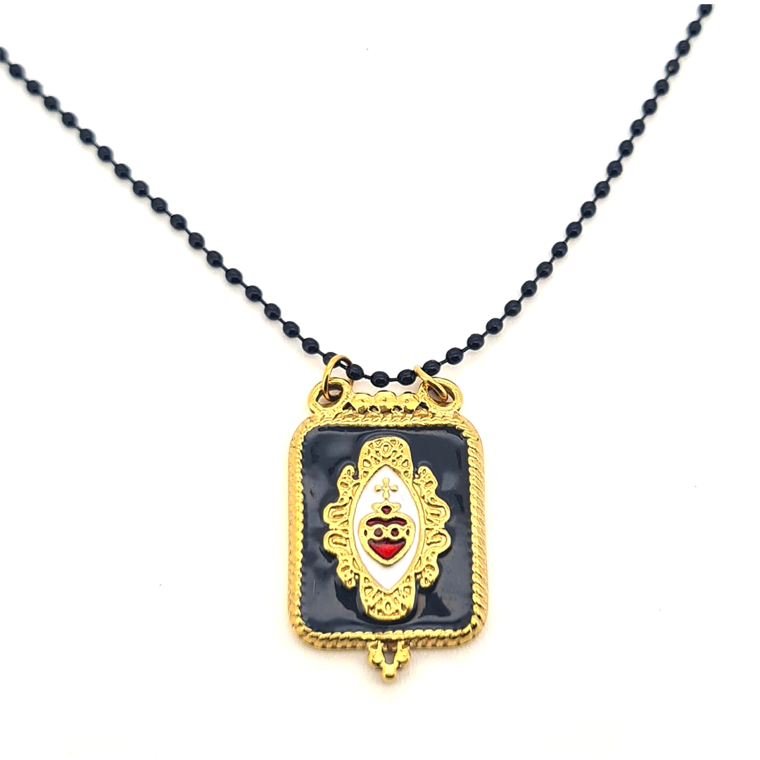 Collar Cuore Negro - (Acero Quirúrgico Waterproof)