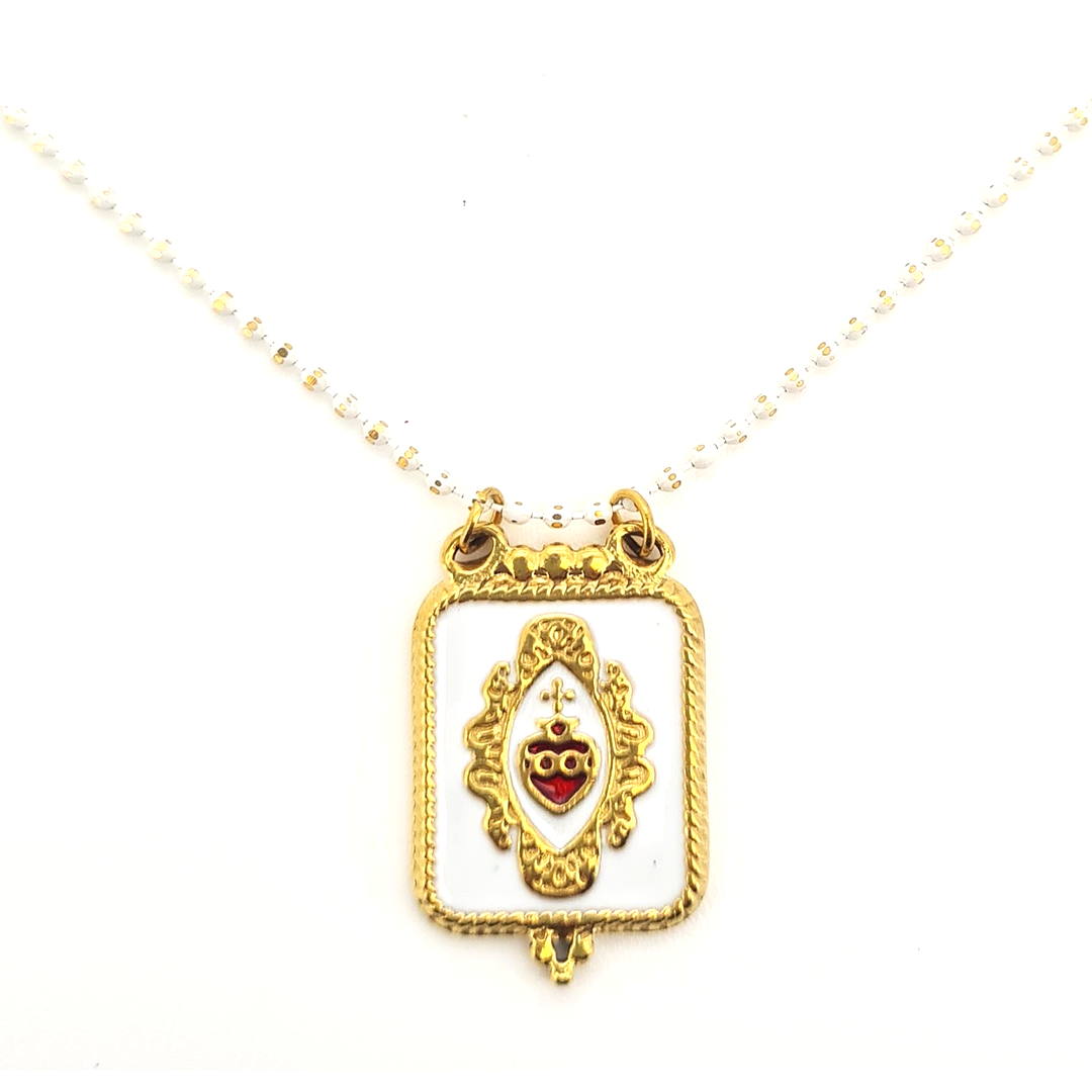 Collar Cuore Blanco - (Acero Quirúrgico Waterproof)