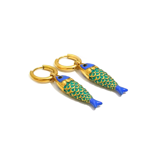 Pendientes Pez Azul - (Acero Quirúrgico Waterproof)