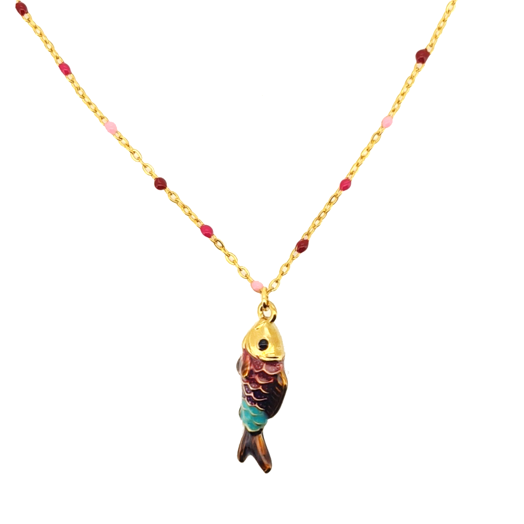 Collar Pez Grana-Azul - (Acero Quirúrgico Waterproof)