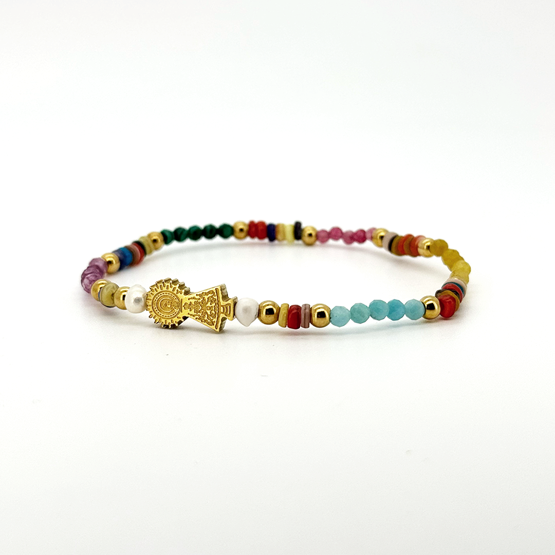 Pulsera Virgen Del Pilar colores - (Petra: Acero Quirúrgico Waterproof y Piedras)