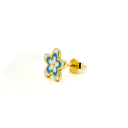 Pendientes Flor Éciga Azul - (Plata de Ley 925)