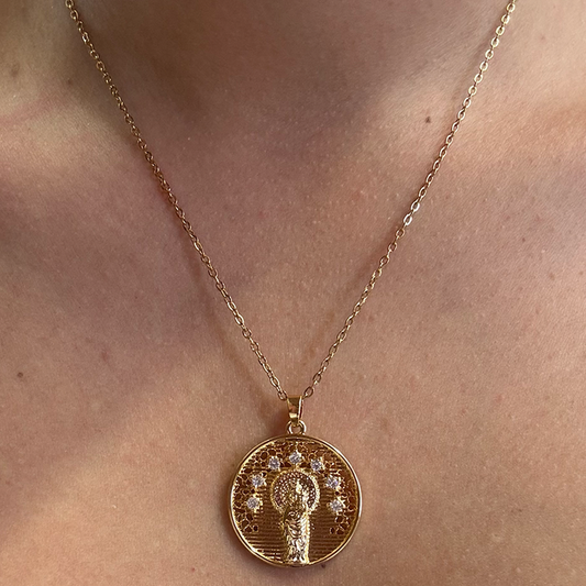 Medalla Virgen Del Pilar Resplandor Blanco - (Acero Quirúrgico Waterproof)