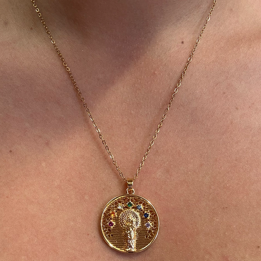 Medalla Virgen Del Pilar Resplandor Colores - (Acero Quirúrgico Waterproof)