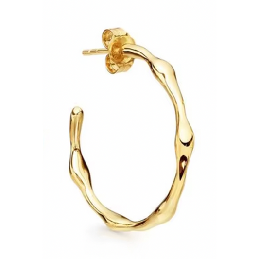 Aros Bambú Oro - (Plata de Ley 925)