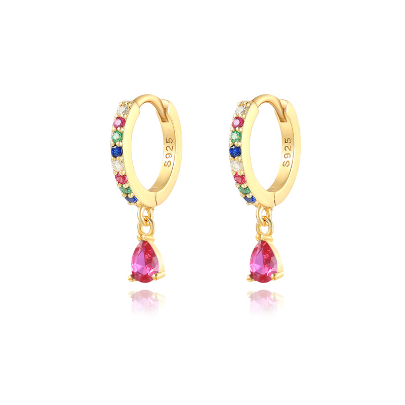 Aros Gotita Colorines - (Plata de Ley 925) - Mimiló