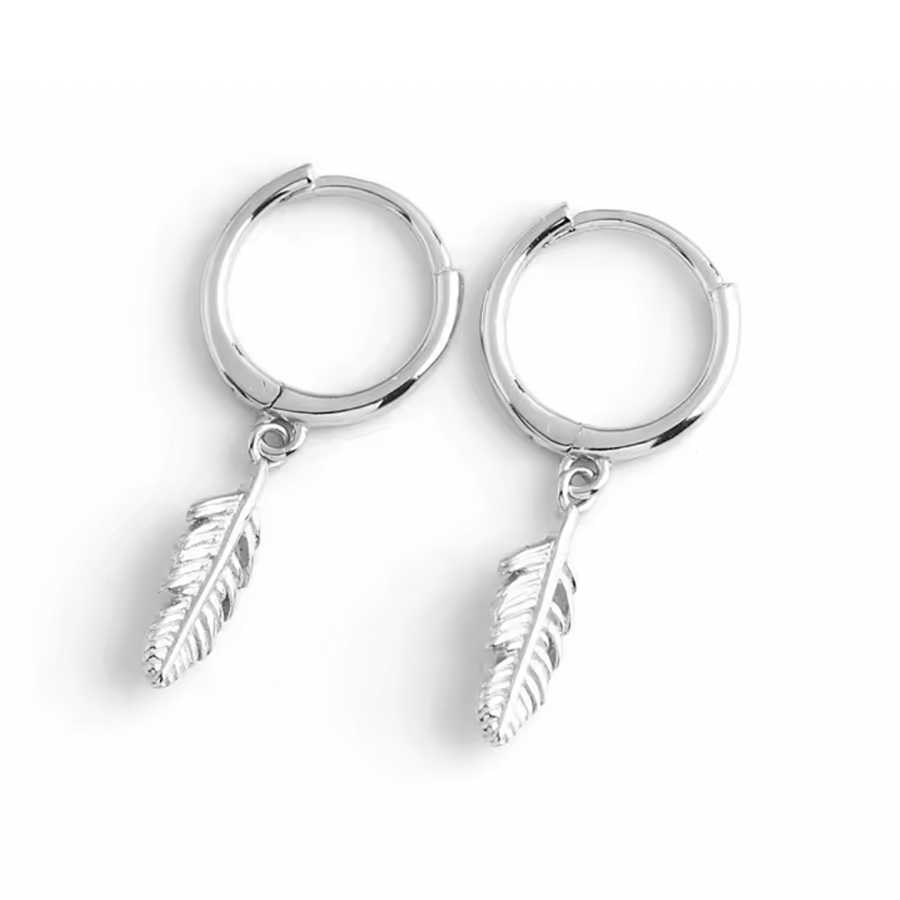 Aros Plumas Plata - (Plata de Ley 925)