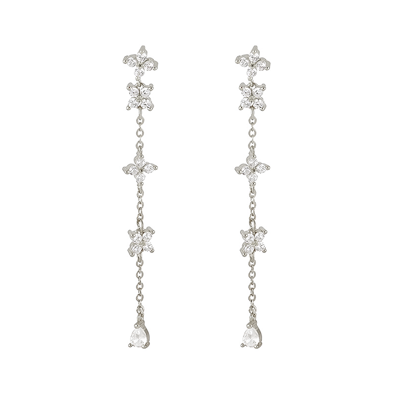 Pendientes Cadena Brilli Plata - (Plata de Ley 925) - Mimiló