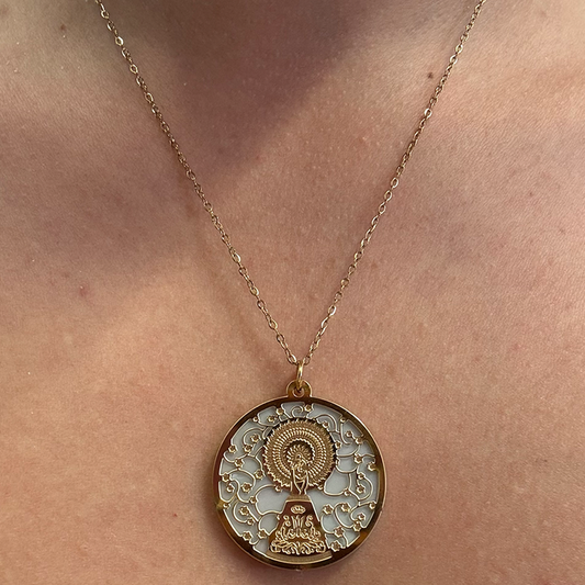 Medalla Virgen Del Pilar Nácar 3cm (grande) - (Acero Quirúrgico Waterproof)