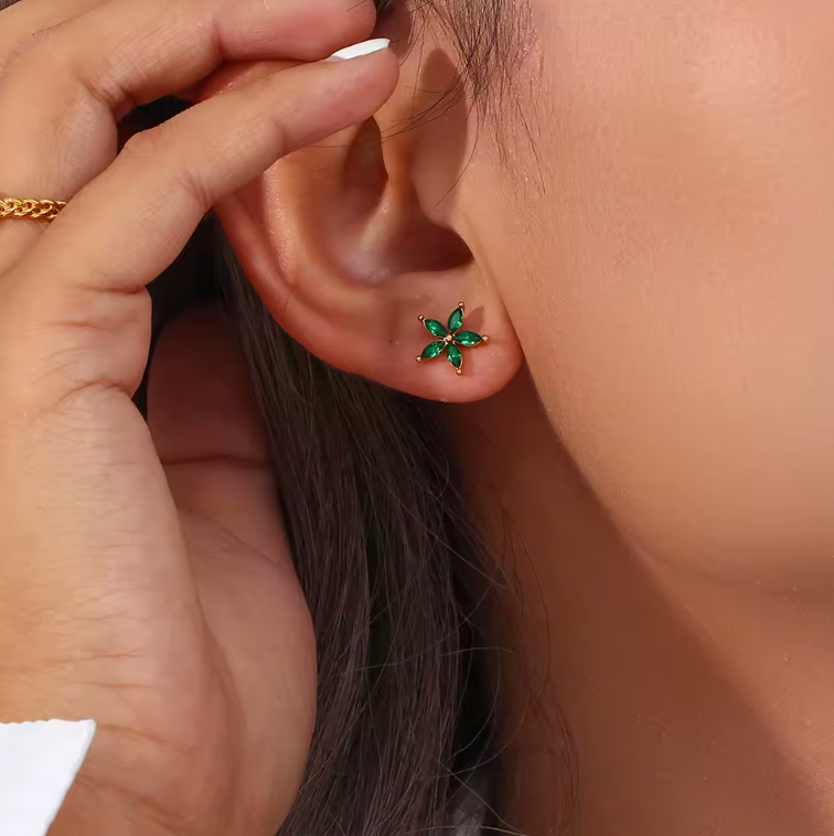 Pendientes Primavera Verdes - (Plata de Ley 925)
