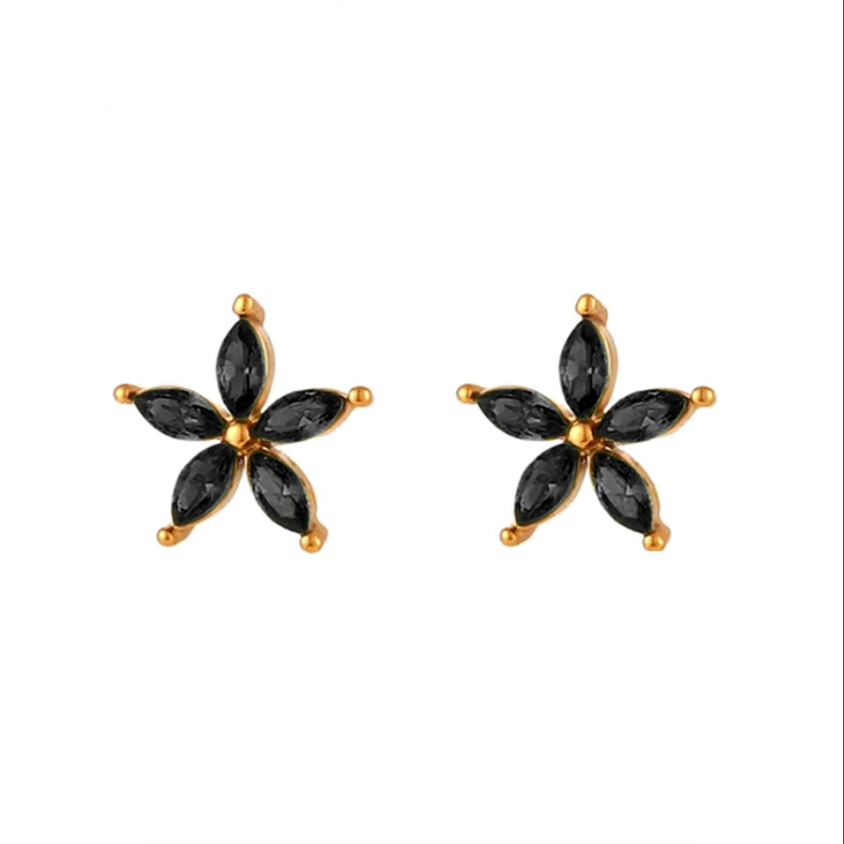 Pendientes Primavera Negros - (Plata de Ley 925)