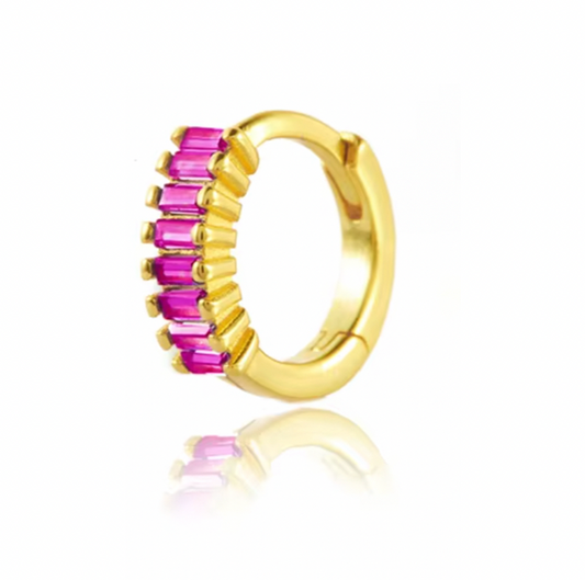 Aros New Marta Fucsia - (Plata de Ley 925)