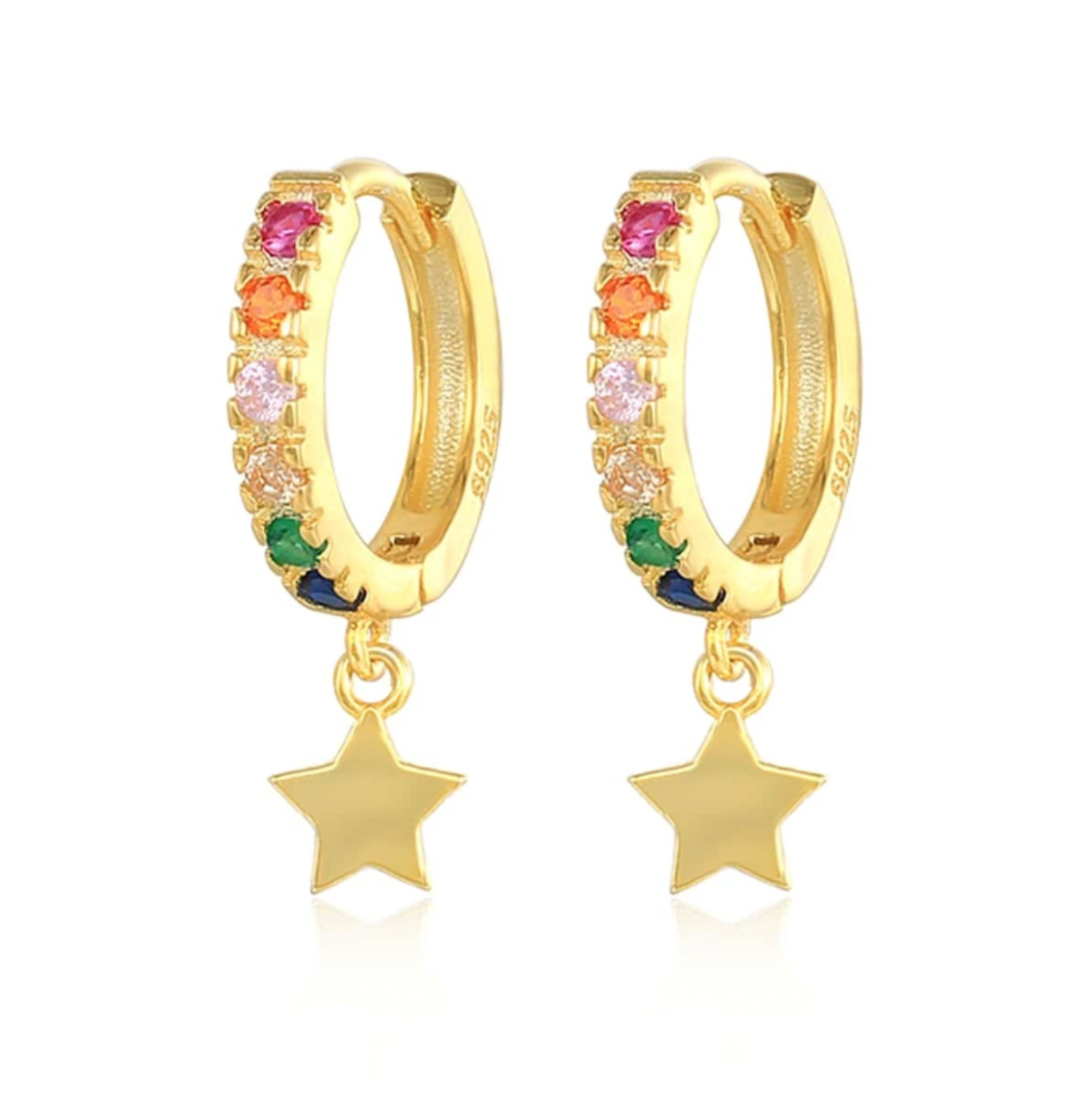 Aros Estrella Colorin - (Plata de Ley 925)