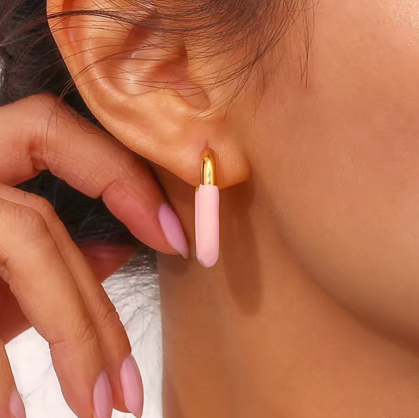 Pendientes New Berta Rosa - (Acero Quirúrgico Waterproof)