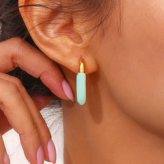 Pendientes New Berta Azul - (Acero Quirúrgico Waterproof)