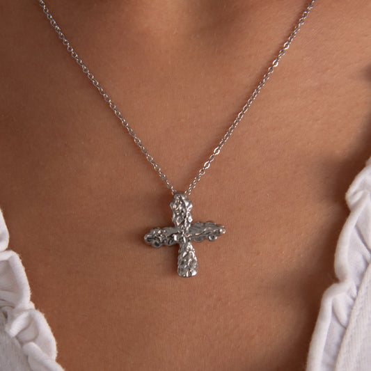 Cruz Cuadrada Plata - Acero Quirúrgico Waterproof - Mimiló