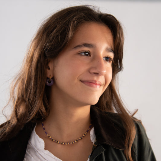 Collar Pompeya Violeta - (Piedras Semipreciosas Waterproof) - Mimiló