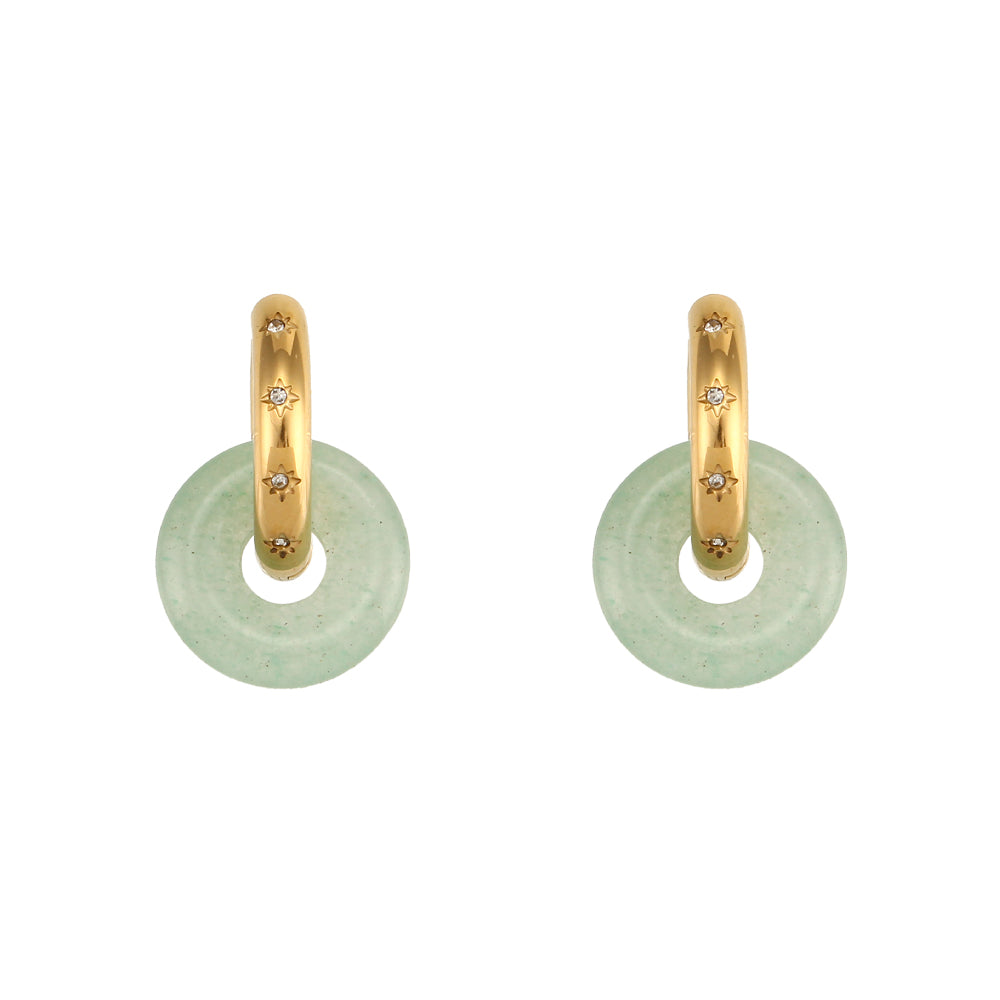 Pendientes Chimos Aventurina - (Petra: Acero Quirúrgico Waterproof y Piedras) - Mimiló
