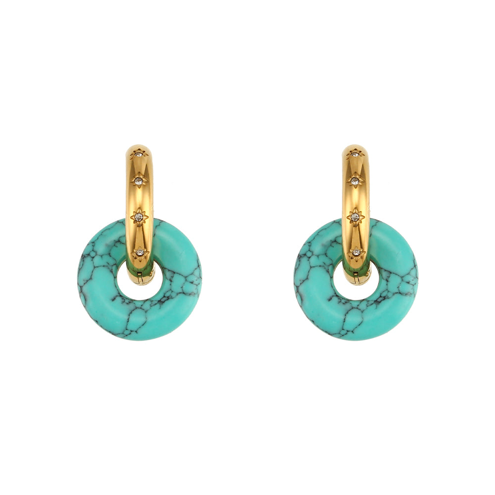 Pendientes Chimo Piedra Turquesa - (Petra: Acero Quirúrgico Waterproof y Piedras) - Mimiló