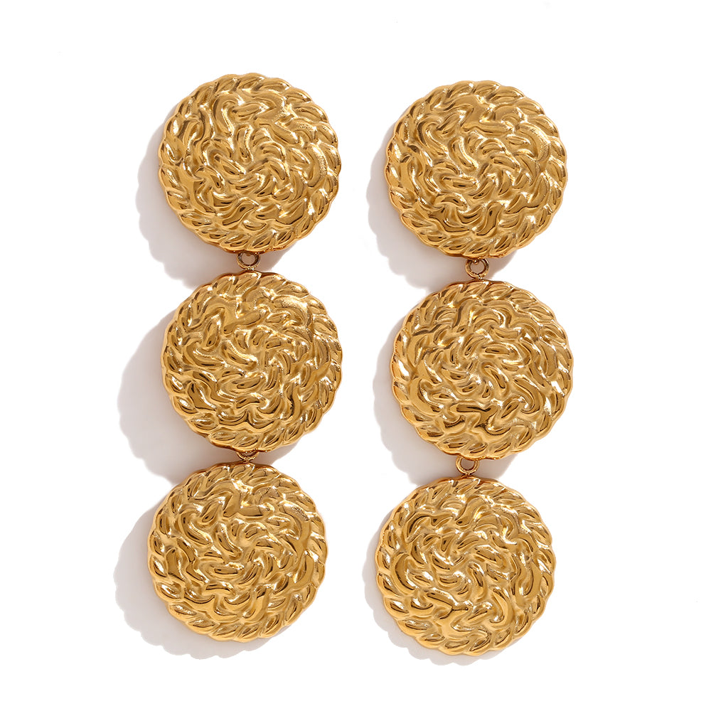 Pendientes Triple Oro - (Acero Quirúrgico Waterproof) - Mimiló