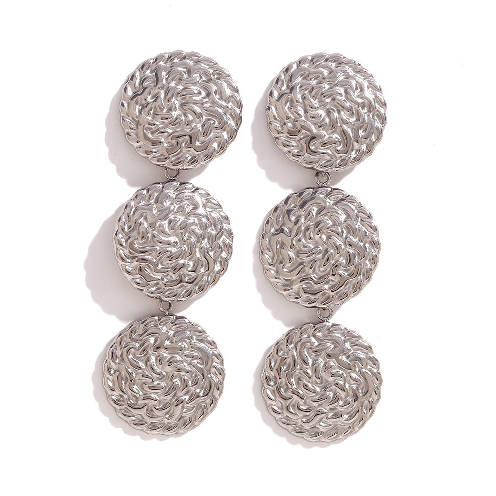 Pendientes Triple Plata - (Acero Quirúrgico Waterproof)
