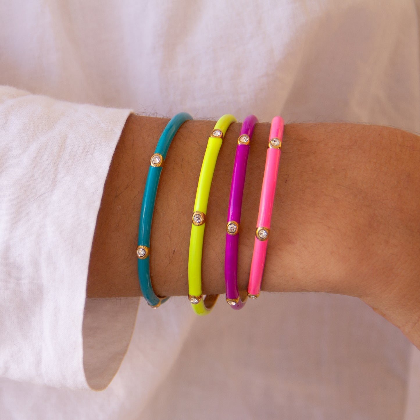 Pulsera Esmalte Rosa - Acero Quirúrgico Waterproof - Mimiló