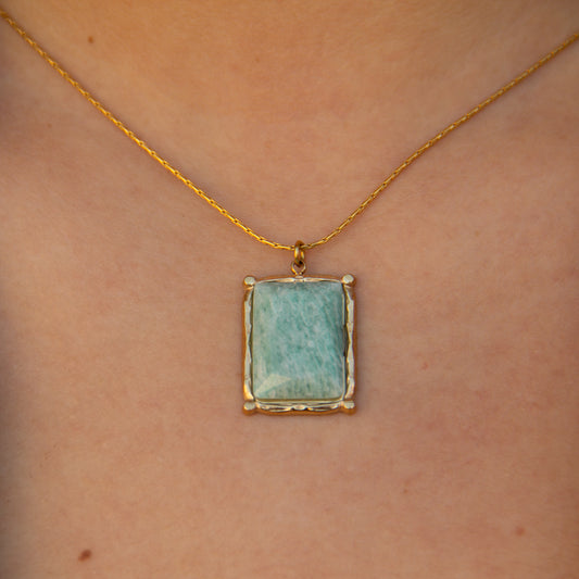 Collar Amazonita - (Petra: Acero Quirúrgico Waterproof y Piedras) - Mimiló