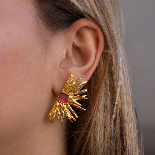 Pendientes Resplandor Rosa - (Acero Quirúrgico Waterproof) - Mimiló