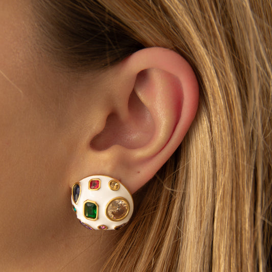 Pendientes Niza Blancos - (Acero Quirúrgico Waterproof) - Mimiló