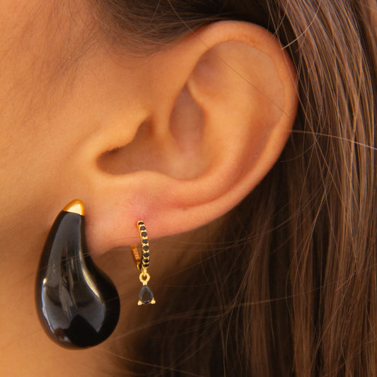 Pendientes Gota Negra - (Acero Quirúrgico Waterproof) - Mimiló