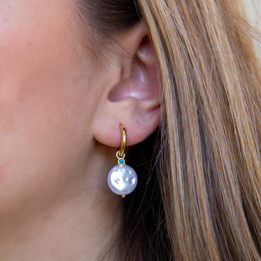 Aros Perla Plana - (Plata de Ley 925) - Mimiló