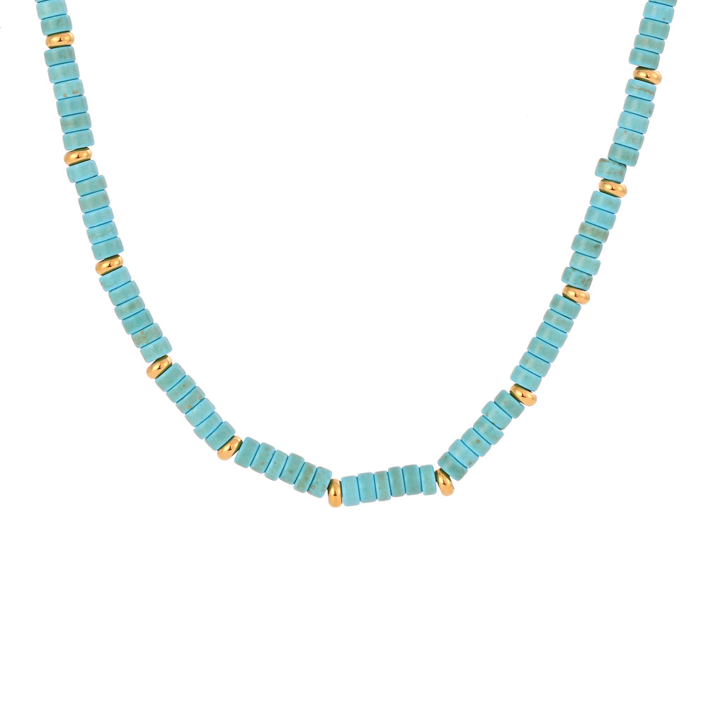 Collar Piedra Turquesa - (Petra: Acero Quirúrgico Waterproof y Piedras) - Mimiló